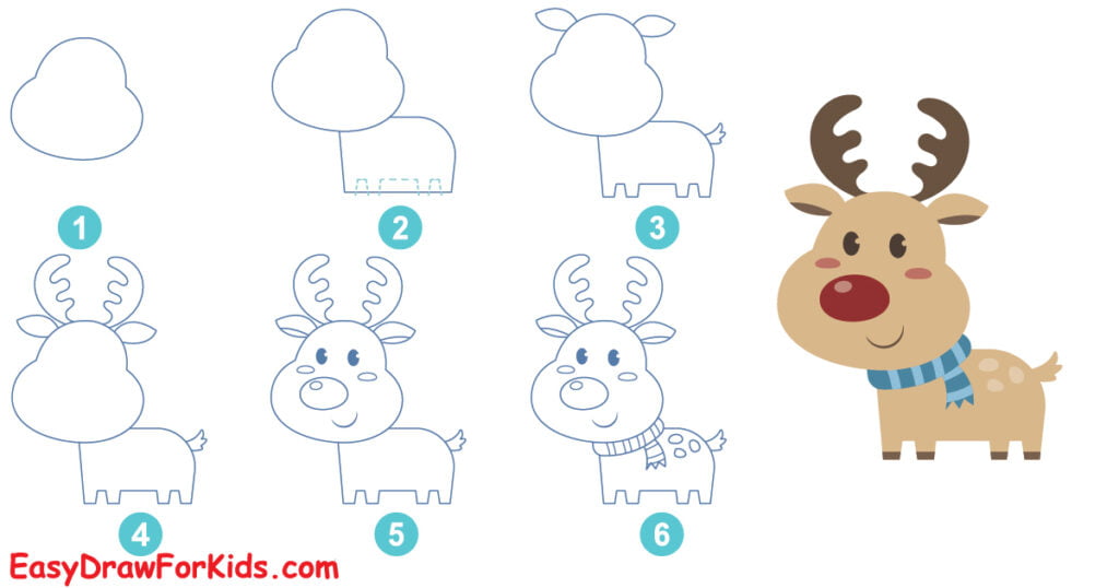 How To Draw Rudolph 7 Steps (With Pictures)