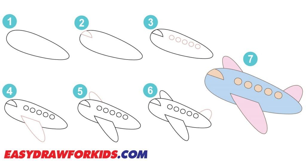 How To Draw An Airplane Step By Step - Easy Draw For Kids