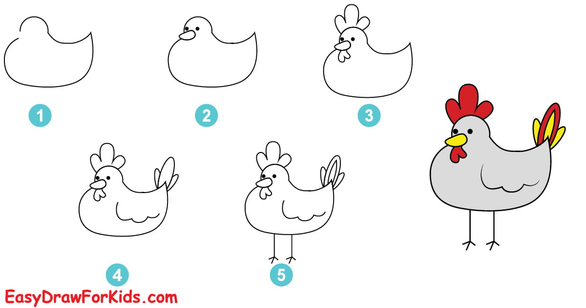 How To Draw A Chicken – 5 Ways (With Pictures)