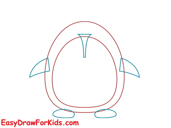 how to draw a christmas penguin step 2
