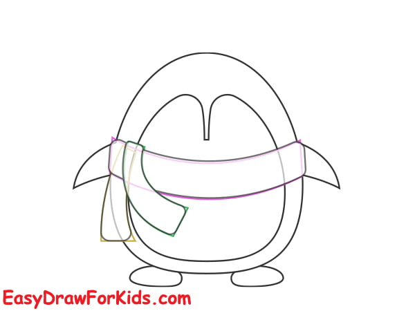 how to draw a christmas penguin step 4