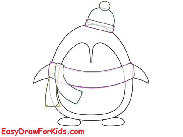 how to draw a christmas penguin step 5