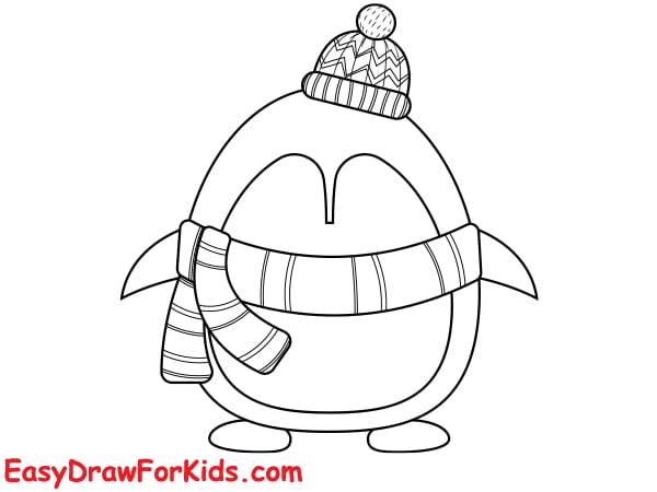 how to draw a christmas penguin step 6