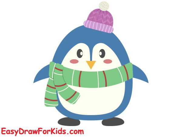 how to draw a christmas penguin step 8