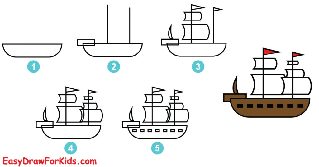 how to draw a sailboat step by step