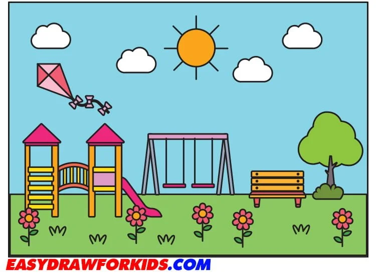 how to draw an easy park