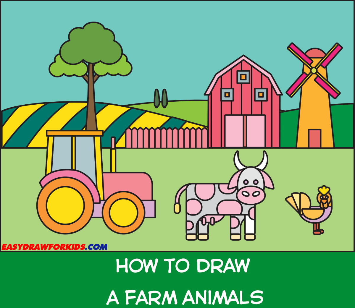 How To Draw A Cartoon Farm Animals How To Draw A Cartoon Farm Animals