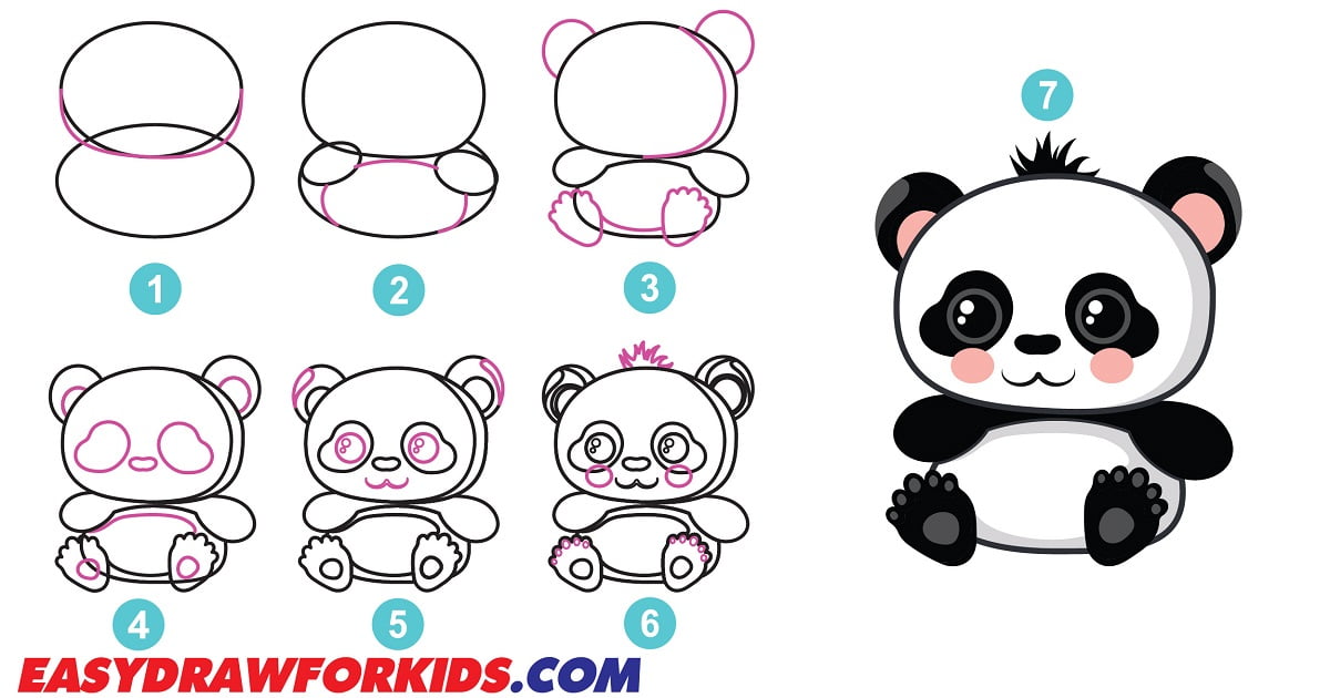 How To Draw A Baby Panda Easy Draw For Kids