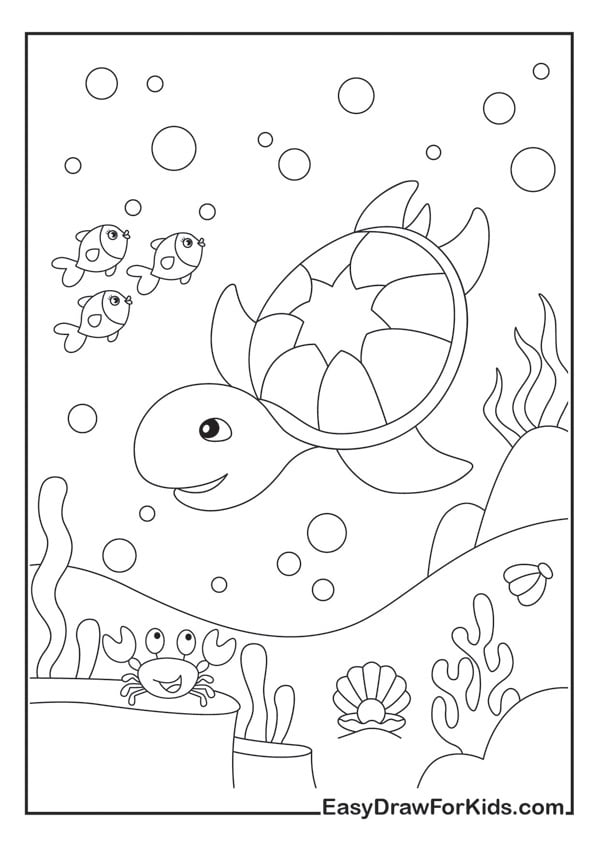 realistic sea turtle coloring page
