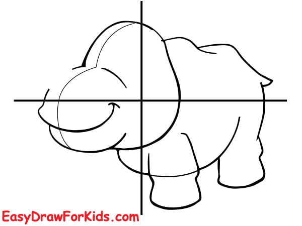 cute Rhinoceros drawing step 2