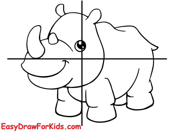 cute Rhinoceros drawing step 4