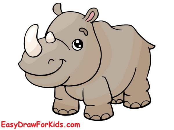 cute Rhinoceros drawing step 6