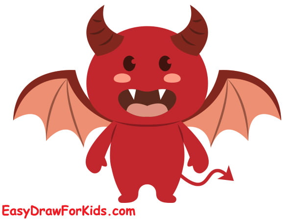 How To Draw A Cute Devil | Easy Draw For Kids