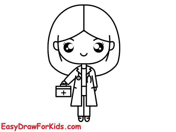 cute doctor drawing step 6