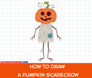 how to draw a Pumpkin scarecrow