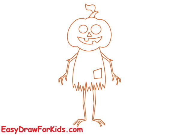 how to draw a Pumpkin scarecrow step 5