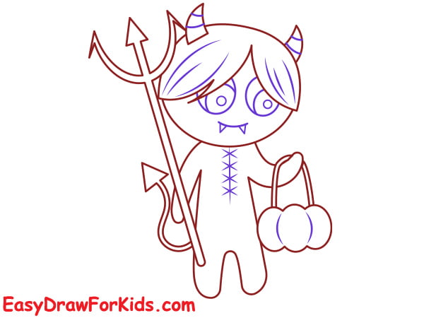 how to draw a devil boy step 6