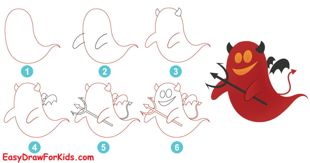how to draw a devil ghost step by step