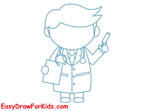 how to draw a doctor step 7