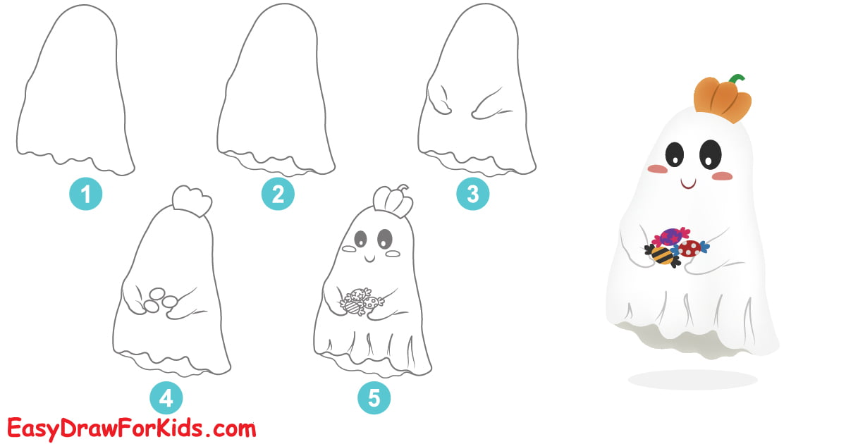 How To Draw A Halloween Ghost Easy Draw For Kids How To Draw A Halloween Ghost Easy Draw For Kids