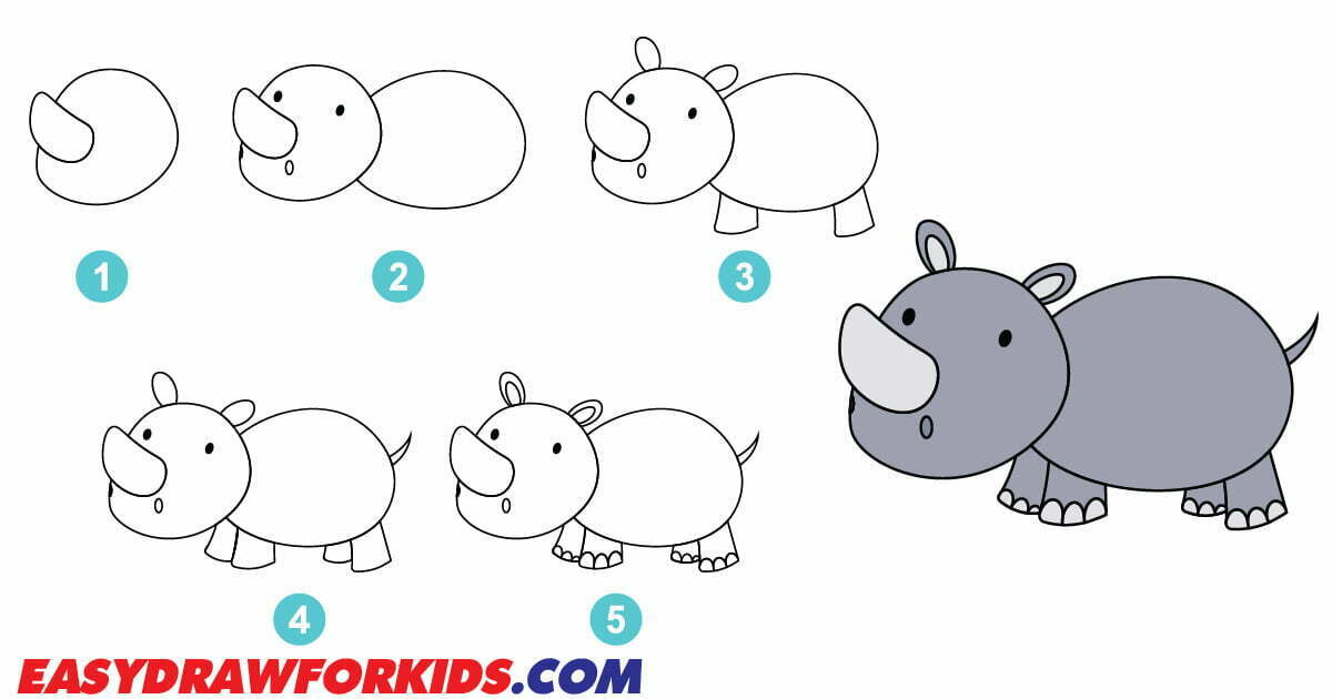 How To Draw A Rhinoceros - 3 Ways (With Pictures)