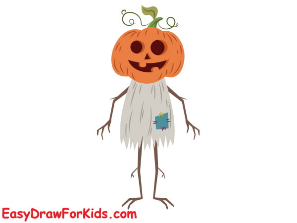 pumpkin scarecrow drawing
