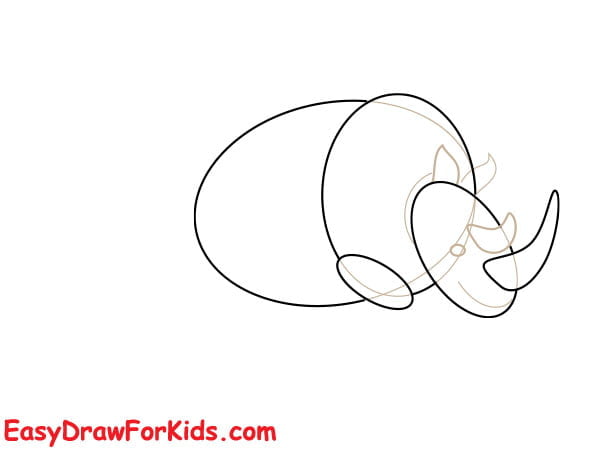 realistic Rhinoceros drawing step 3