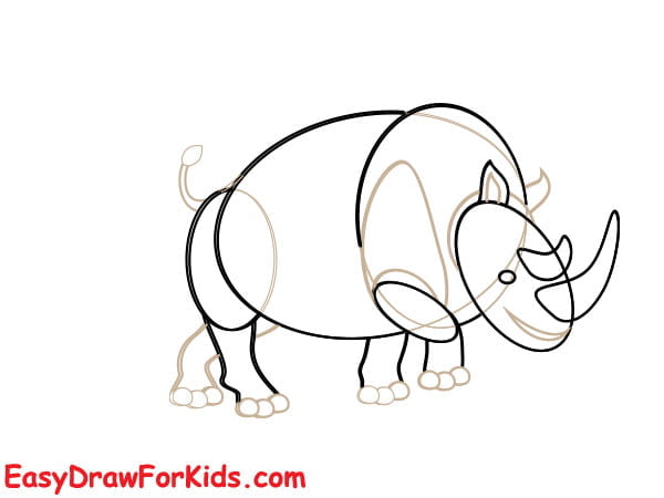 realistic Rhinoceros drawing step 4