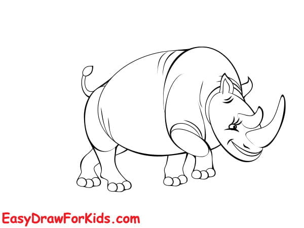 realistic Rhinoceros drawing step 6