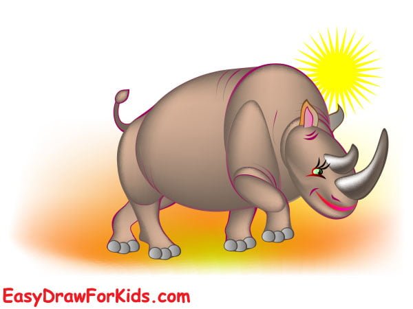 realistic Rhinoceros drawing step 7