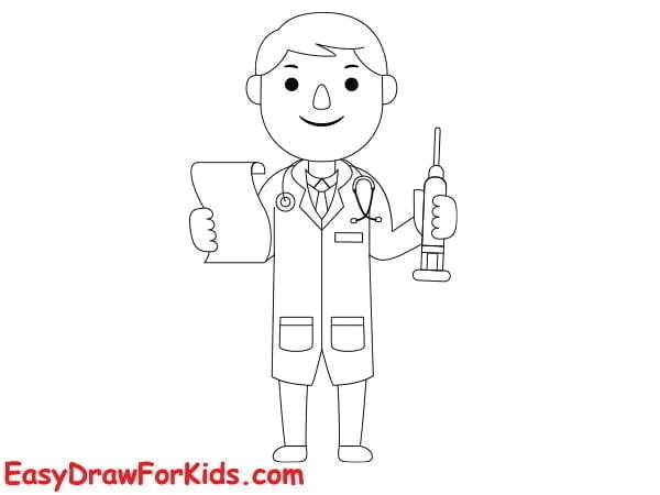 simple doctor drawing step 8