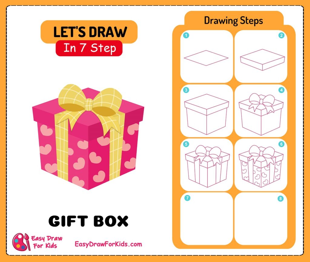 How to Draw a Gift Box?  Step by Step Gift Box Drawing for Kids