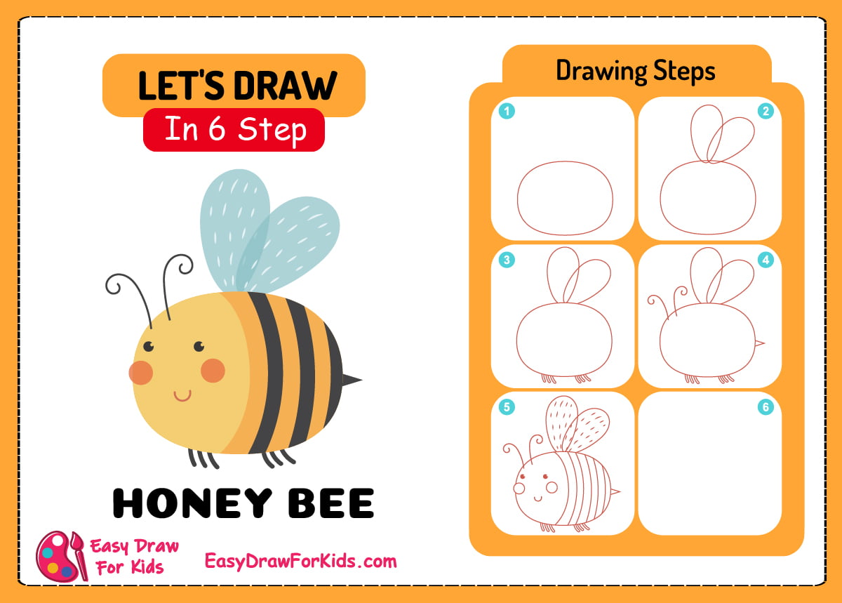 How To Draw A Honey Bee | Easy Draw For Kids