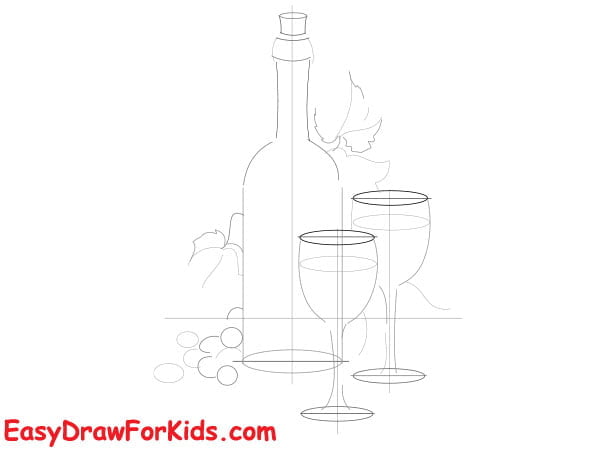 wine bottle drawing step 2