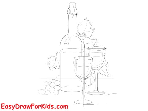 wine bottle drawing step 3