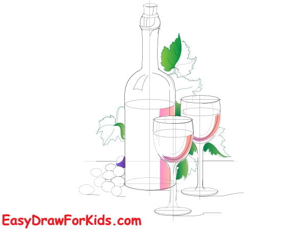 wine bottle drawing step 4