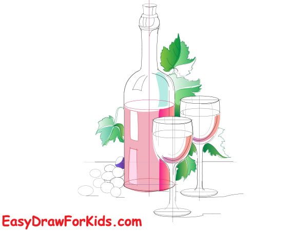wine bottle drawing step 5