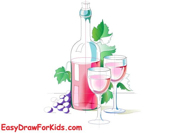 wine bottle drawing step 6
