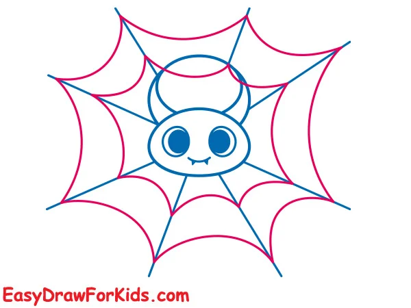how to draw a spider in a web step 4