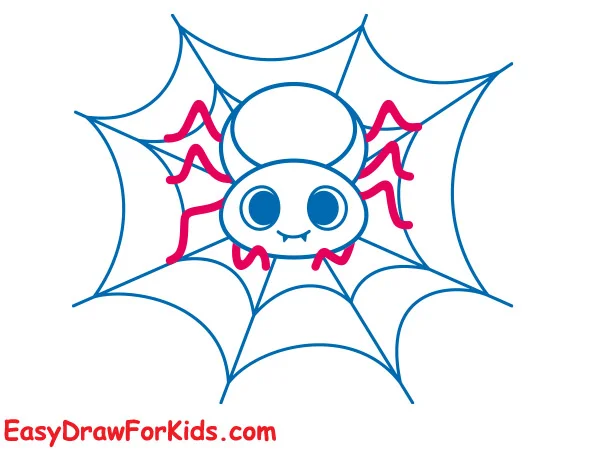 how to draw a spider in a web step 5