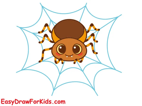 how to draw a spider in a web step 6