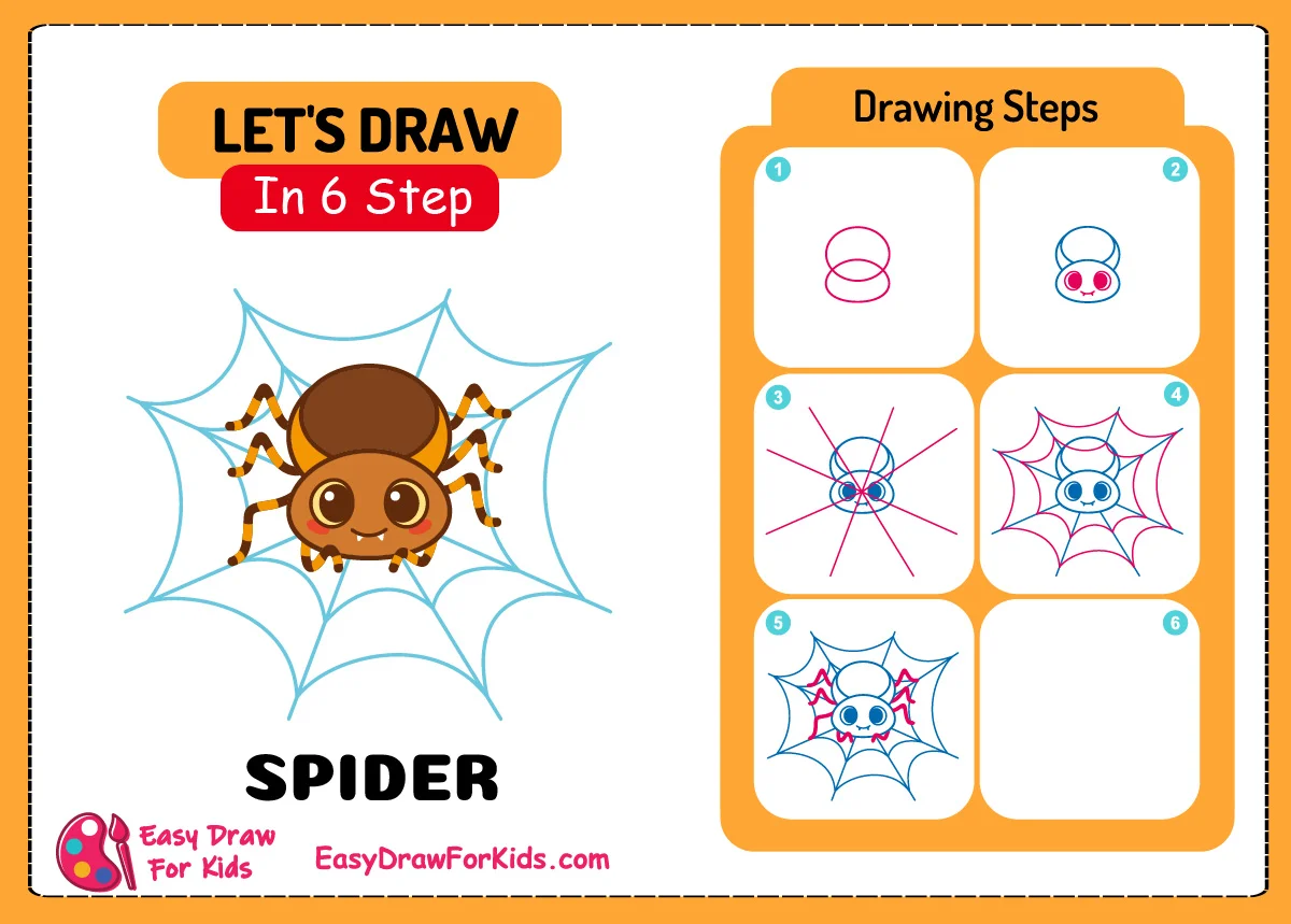 how to draw a spider step by step