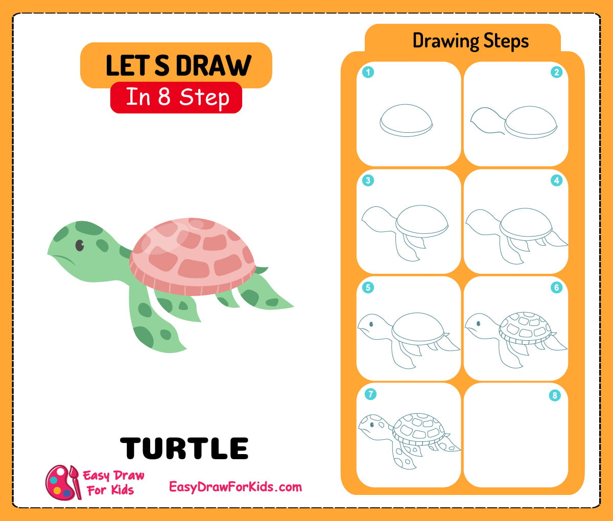 How To Draw A Turtle Step By Step