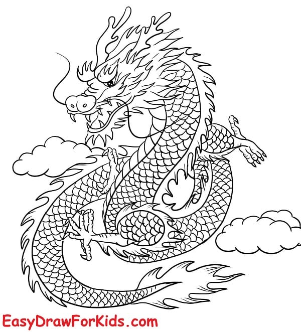 How to draw Chinese Dragon step 7