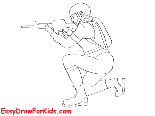 army soldier drawing step 4