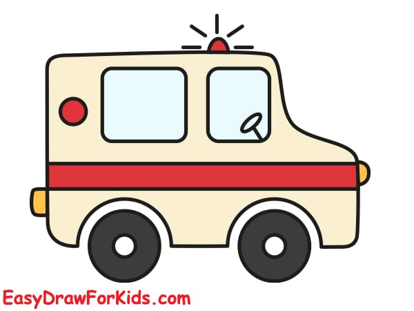 cartoon ambulance drawing step 6
