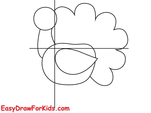 cartoon turkey drawing step 3