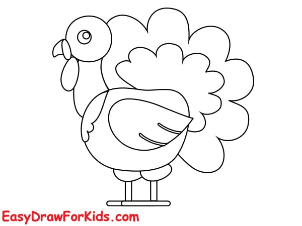 cartoon turkey drawing step 6