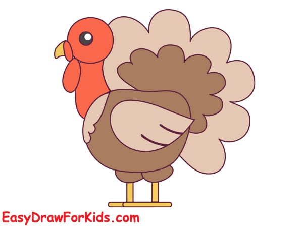 cartoon turkey drawing step 7