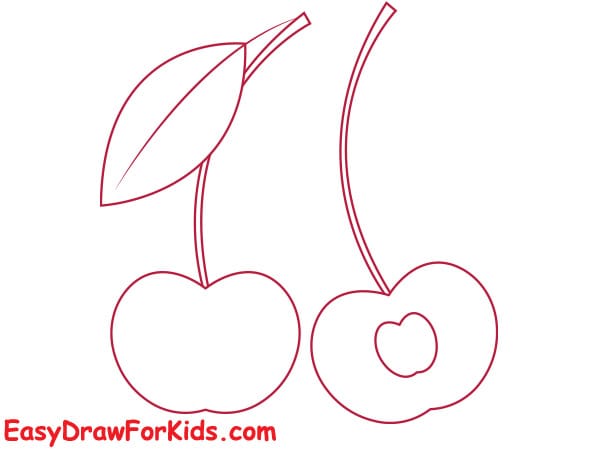 cherry slice drawing step 4